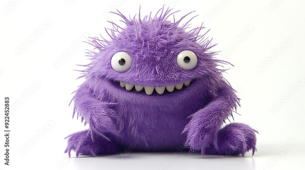 Fototapeta premium Playful and Whimsical Purple Creature on White Background