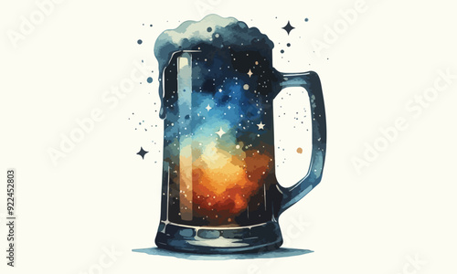 free drink, watercolor mugs of beer, alcohol drinks, hand drawn illustration, watercolor mugs of beer