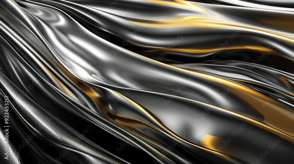 Naklejka premium Abstract balck gold wave background. Ai generated