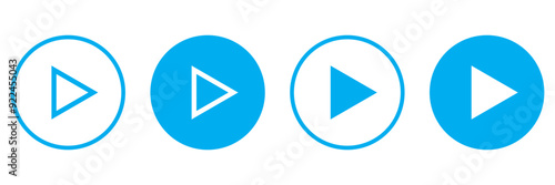 Set of play buttons icons. Play button. Video audio player. Vector illustration. Play buttons. Vector icons isolated on background white. Play button icon set.