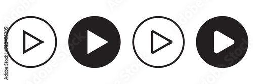 Set of play buttons icons. Play button. Video audio player. Vector illustration. Play buttons. Vector icons isolated on background white. Play button icon set.