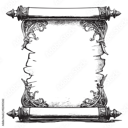 aged parchment with intricate baroque decorations, perfect for Halloween event invitations