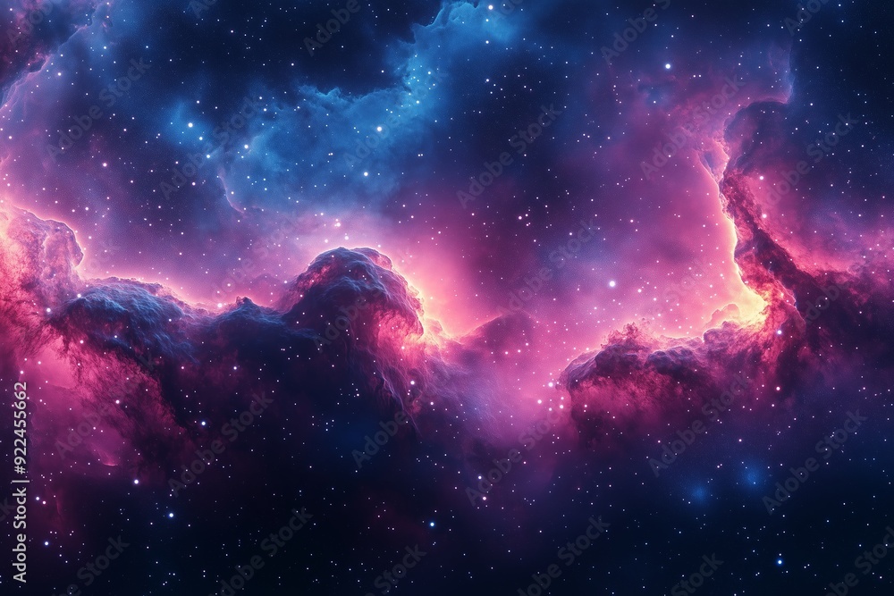 Colorful nebula in deep space with twinkling stars during cosmic night Colorful nebula in deep space with twinkling stars during cosmic night