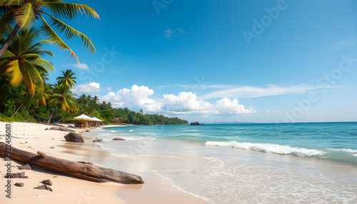 Carefree and freedom at beach isolated with white highlights, png photo