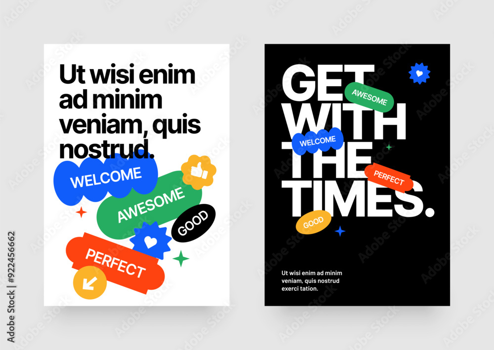 Layout template with geometric shapes and y2k patches, labels, tags, stickers for flyer, poster, cover, brochure or banner. Layout template with geometric shapes and y2k patches, labels, tags, stickers for flyer, poster, cover, brochure or banner.