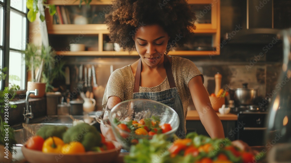 health-conscious individual preparing a meal at home