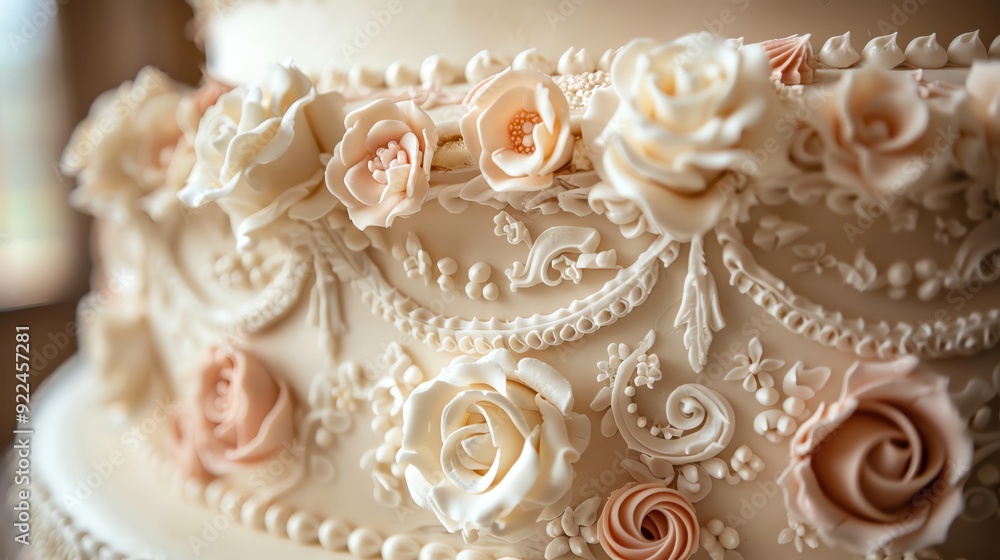 Close-up of a beautifully piped cake border Close-up of a beautifully piped cake border