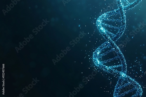 Detailed Blue DNA Double Helix on Dark Background in 8K Resolution