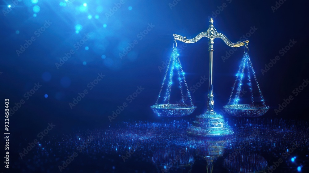 Scales of Justice with Glowing Lights Scales of Justice with Glowing Lights