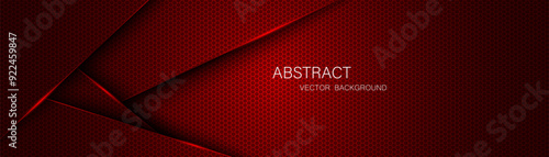 Abstract red steel mesh background with red glowing lines with free space for design. Modern technology innovation concept background. Perforated dark red metal sheet for background image.	