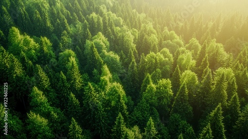 Aerial perspective of a green forest landscape with a mountain path, illustrating the roadmap to sustainability