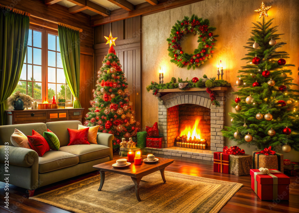christmas tree with fireplace christmas tree with fireplace