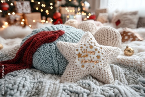 Cozy Christmas setup with coffee and cookies