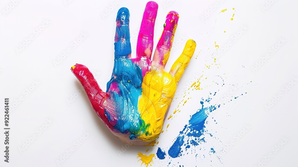 Colorful hand print isolated on white background Colorful hand print isolated on white background