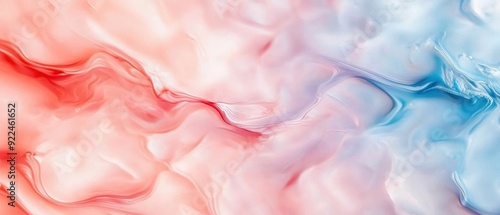 Gentle marbling background with oil and acrylic paints in pastel pinks and blues, forming a light and airy art wallpaper