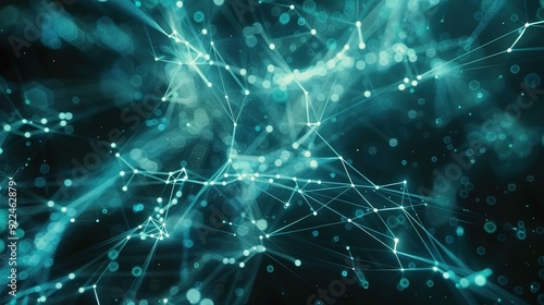 Abstract tech background featuring illuminated fiber optic connections, a quantum computing network system, and global electronic intelligence.