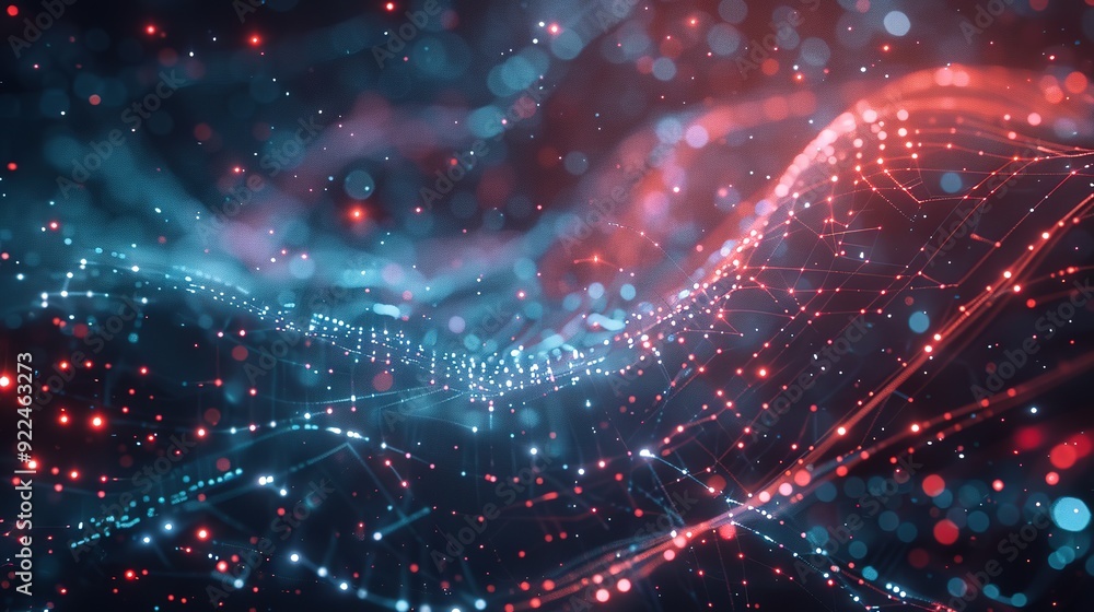 Abstract tech background featuring illuminated fiber optic connections, a quantum computing network system, and global electronic intelligence. Abstract tech background featuring illuminated fiber optic connections, a quantum computing network system, and global electronic intelligence.