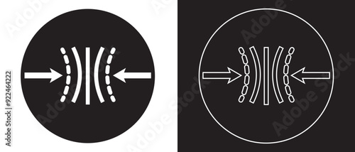 Compression arrows icon. Elasticity icon design on a white and black background. vector illustration.