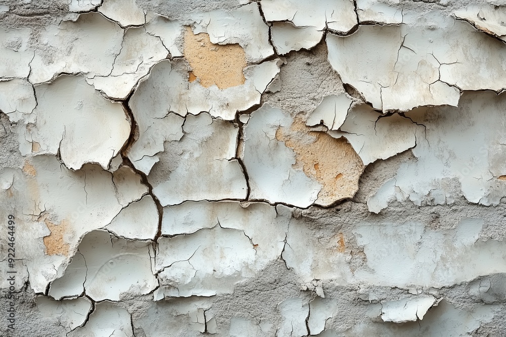 Cracked and peeling wall texture revealing layers of paint and plaster in a weathered building interior Cracked and peeling wall texture revealing layers of paint and plaster in a weathered building interior