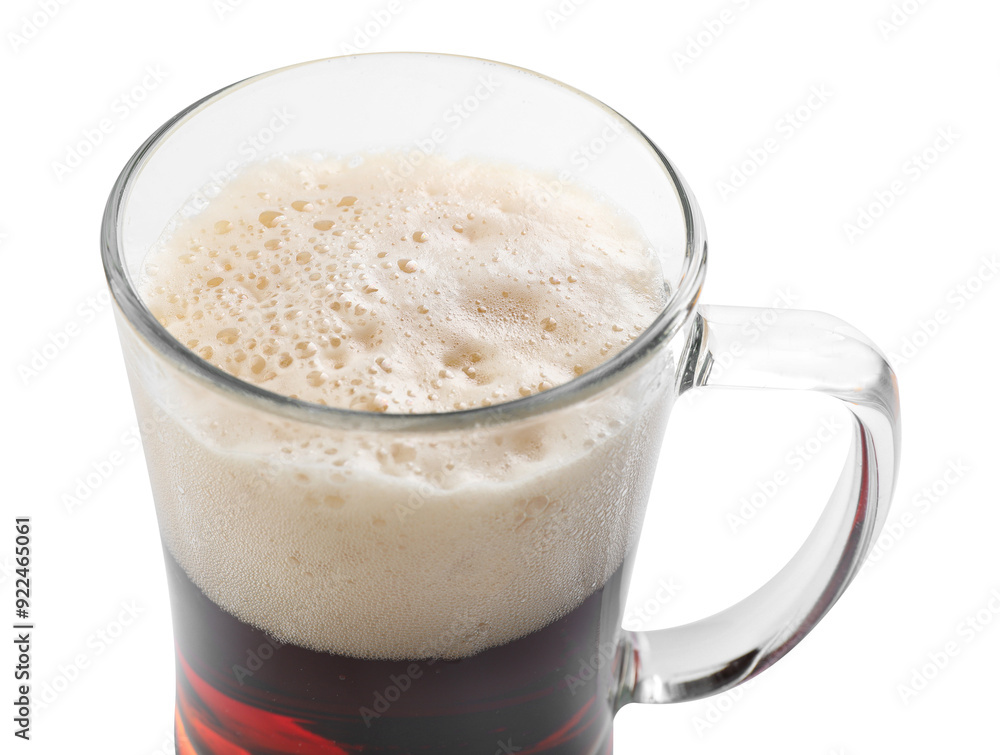 Glass mug of dark beer isolated on white Glass mug of dark beer isolated on white
