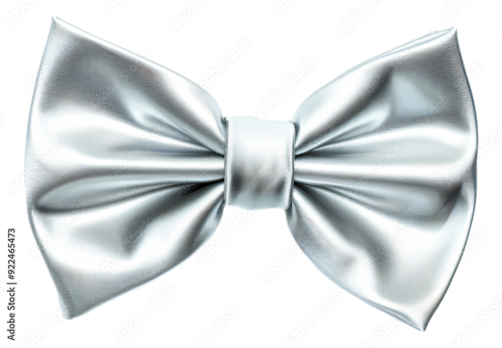 A shiny metallic silver bow tie. A shiny metallic silver bow tie.