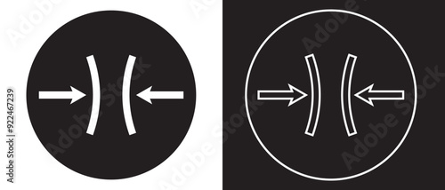 Compression arrows icon. Elasticity icon design on a white and black background. vector illustration.