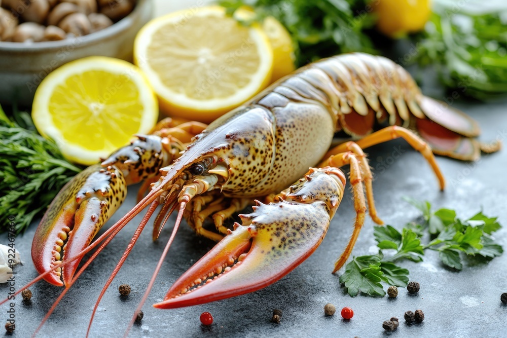 Lobster Spiny: Fresh Raw Seafood Close-up for Healthy Cooking Preparation Lobster Spiny: Fresh Raw Seafood Close-up for Healthy Cooking Preparation