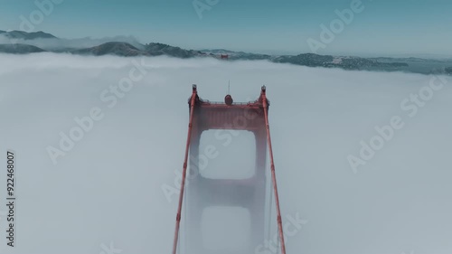 Fog of the Golden Gate Bridge in San Francisco in California, United States.