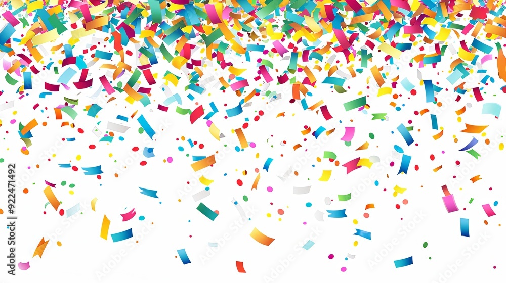 Colorful confetti falling down on a white background. Colorful confetti falling down on a white background.