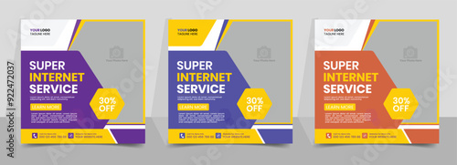 Internet Broadband Promotion Social Media Post and Web Banner Template with Creative Modern Flyer, Poster, Brochure, Banner, Design Square Template