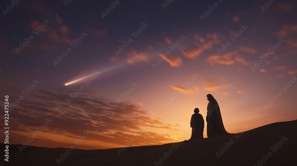 Cosmic Evening: Silhouetted Figures Under a Comet Cosmic Evening: Silhouetted Figures Under a Comet