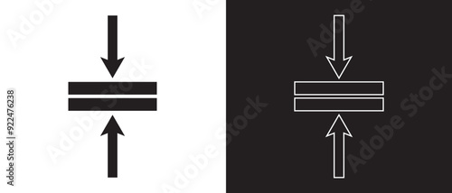 Compression arrows icon. Elasticity icon design on a white and black background. vector illustration.