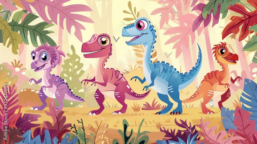 a Velociraptors on a huntin a kawaii style a Velociraptors on a huntin a kawaii style