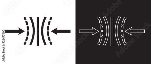 Compression arrows icon. Elasticity icon design on a white and black background. vector illustration.