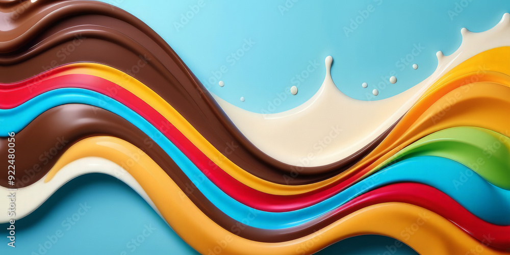 Fototapeta premium background waves of milk chocolate cream yogurt