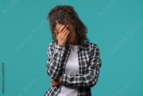 Fotografie Not Interested disappointed african american woman declines offer, offended woma