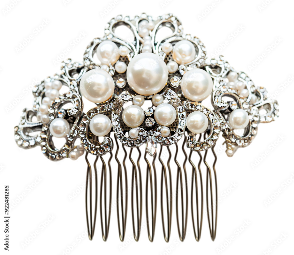 An intricate beaded hair comb with pearl. An intricate beaded hair comb with pearl.