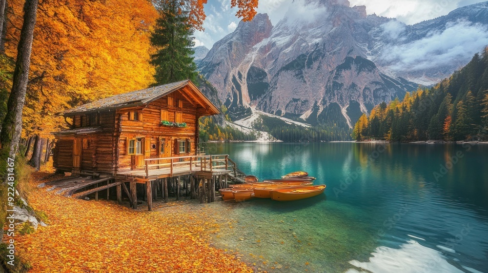 Fototapeta premium Autumnal Mountain Retreat