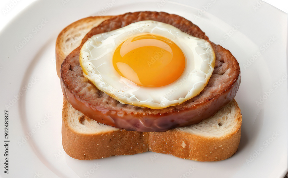quick breakfast fried egg sausage and a piece of bread quick breakfast fried egg sausage and a piece of bread
