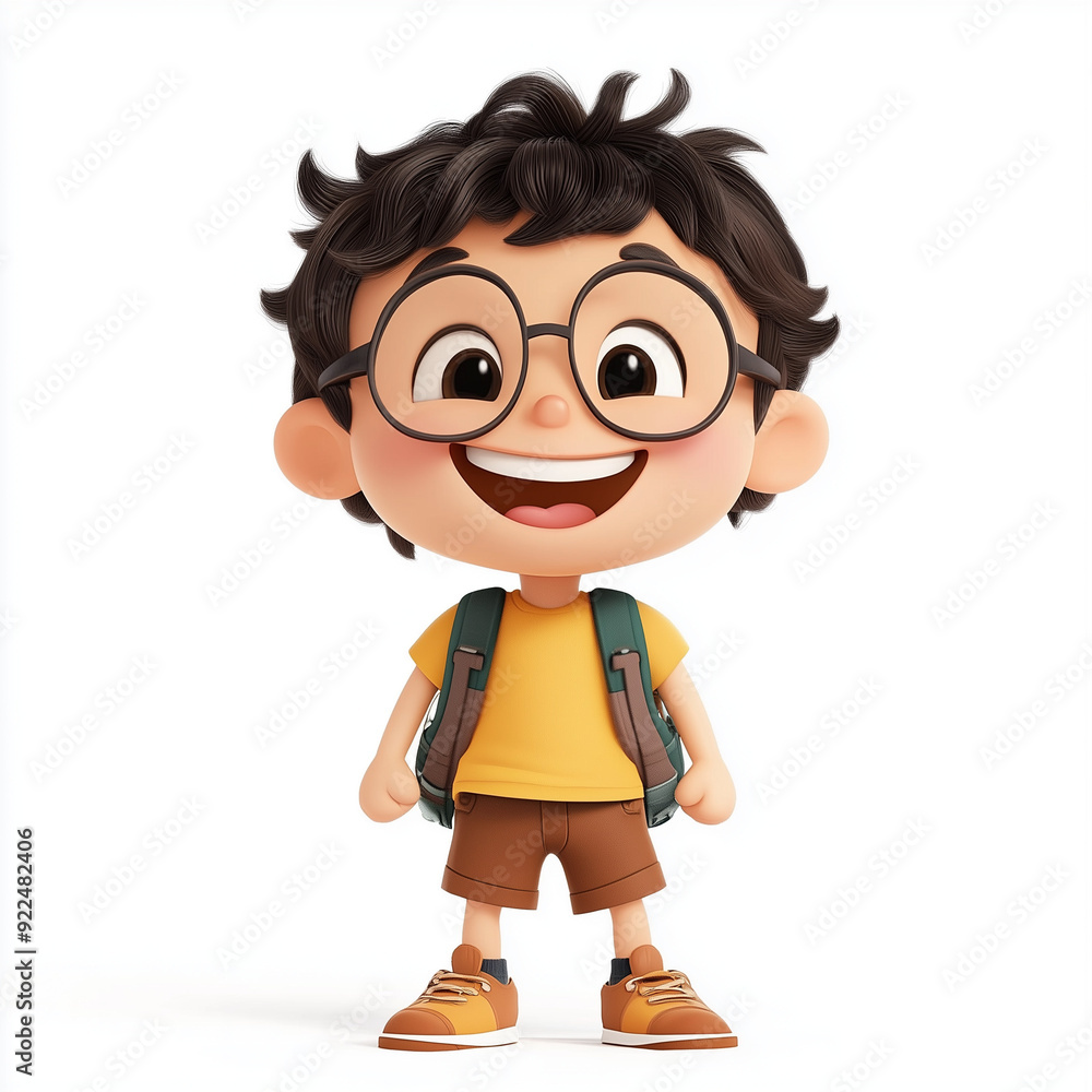 Small cartoon boy with playful character on white background Small cartoon boy with playful character on white background