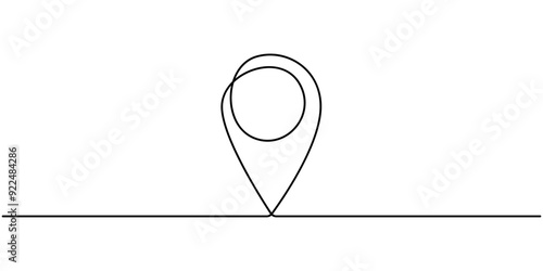 Continuous single line art drawing of route location concept pointers travel vector illustration, Single line line map symbol, location point for business. Pin location, geosign of a editable line