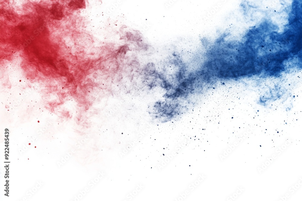 Fototapeta premium Patriotic Fireworks Erupt in Red, White, and Blue Confetti Bursts, Celebrating Labor Day with a Dynamic American Flag-Inspired Abstract Background for Independence Day and Memorial Commemorations