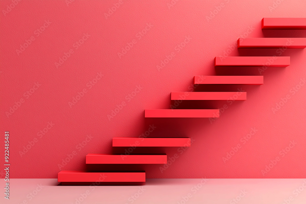 Red stairs against a vibrant red wall, symbolizing ascent, growth, and contemporary design. Red stairs against a vibrant red wall, symbolizing ascent, growth, and contemporary design.