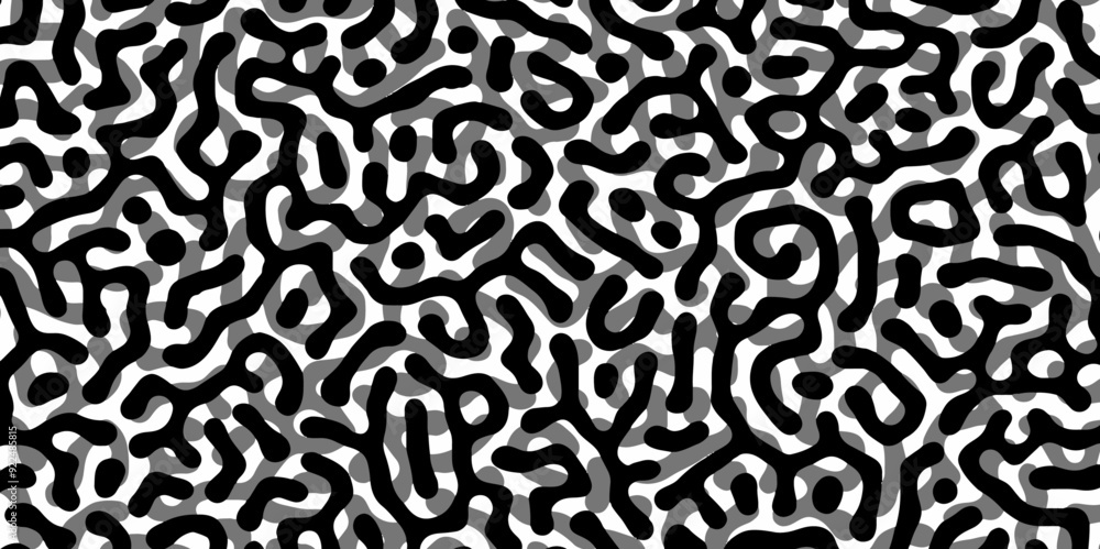 Abstract Turing organic wallpaper with background. Turing reaction diffusion monochrome seamless pattern with chaotic motion. Natural seamless line pattern. Linear design with biological shapes. Abstract Turing organic wallpaper with background. Turing reaction diffusion monochrome seamless pattern with chaotic motion. Natural seamless line pattern. Linear design with biological shapes.