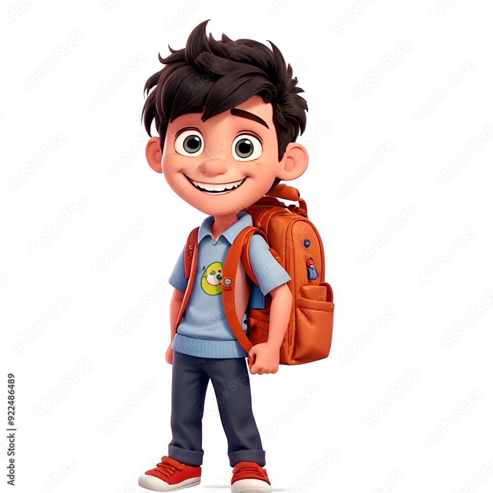 smiling boy with backpack 3d cartoon character smiling boy with backpack 3d cartoon character