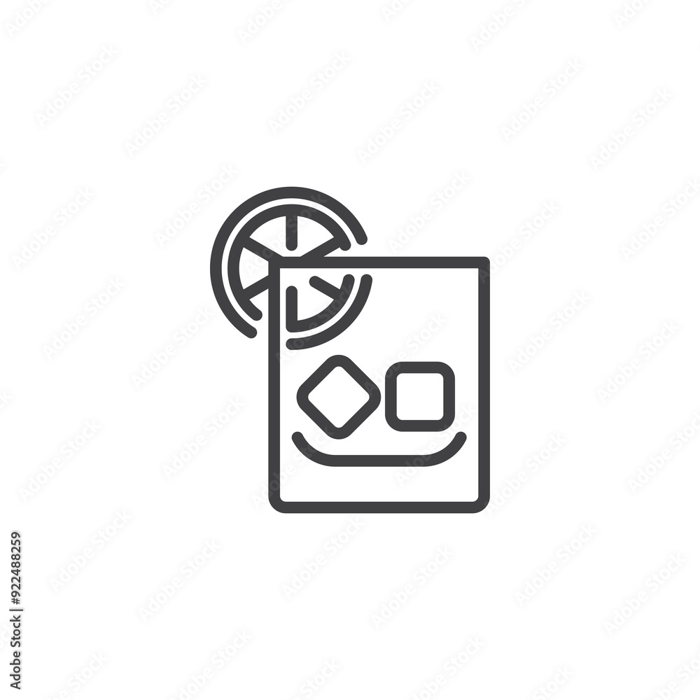 Old fashioned glass line icon Old fashioned glass line icon