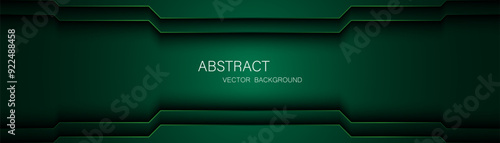 Abstract dark green background with green glowing lines, free space for design.
