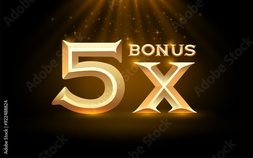 5x winner banner, promotion flyer, prize label. Vector illustration