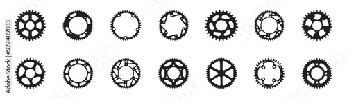 Set of black icons for bike sprockets.