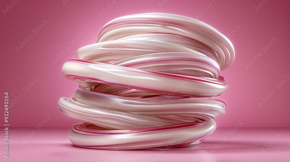 A pink and white sculpture sits atop a pink floor beside a pink wall against a pink backdrop A pink and white sculpture sits atop a pink floor beside a pink wall against a pink backdrop
